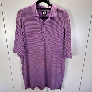 FootJoy Golf Polo Shirt Mens X-Large Purple Striped Athletic Performance Golfing